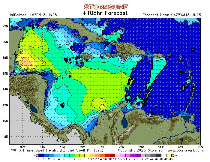 Wave Model - Caribbean Sea Prime Swell Height (STORMSURF) Wave Model - Caribbean Sea Prime Swell Height (STORMSURF)