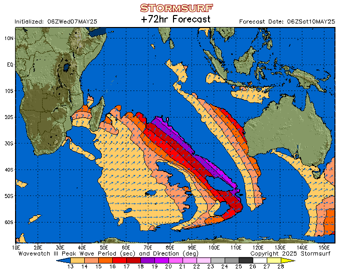 Wave Model Indian Ocean Max Swell Period 13 secs STORMSURF