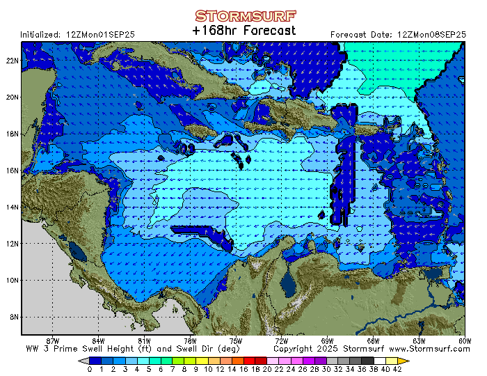 Wave Model - Caribbean Sea Prime Swell Height (STORMSURF)